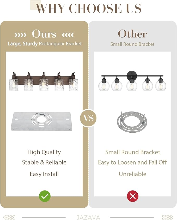 Bathroom Vanity Light Fixtures 5-Light Hammered Glass Modern Wall Mounted Over Mirror Oil Rubbed Bronze - VL01ORBH-5