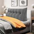 WOWMAX Wedge Pillow Headboard Queen Triangular Headboard Pillow Queen Bed Wedge Pillow for Headboard Bolster Pillow for Bed Daybed Pillows with Removable Cover, Corduroy (100% Cotton), Gray