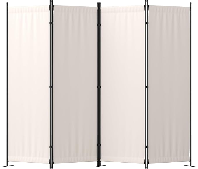 Room Divider, 4 Panel Folding Privacy Screen, 88” Portable Separating with 3 Metal Feet, Partition Room Dividers, Lightweight Freestanding Wall Divider Screen for Office Bedroom Hospital(White)