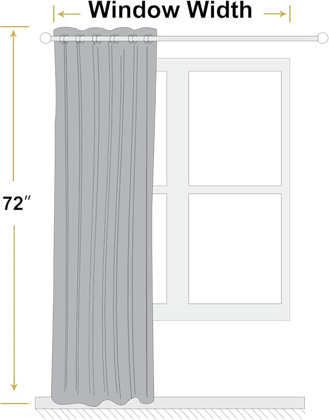 ChrisDowa 100% Blackout Light Grey Solid Curtains 72 Inches Long 2 Panels for Bedroom Living Room,Farmhouse Room Darkening Thermal Insulated Soundproof Grommet Top Window Treatment Drapes,52x72