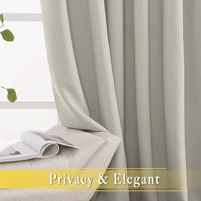 NICETOWN Blackout Curtains & Drapes - Privacy Thermal Efficiency Backdrop Curtains for Bedroom Room Divider Living Room Patio Sliding Glass Door, Wide 80 x Long 144 inch, Natural, 1 Panel
