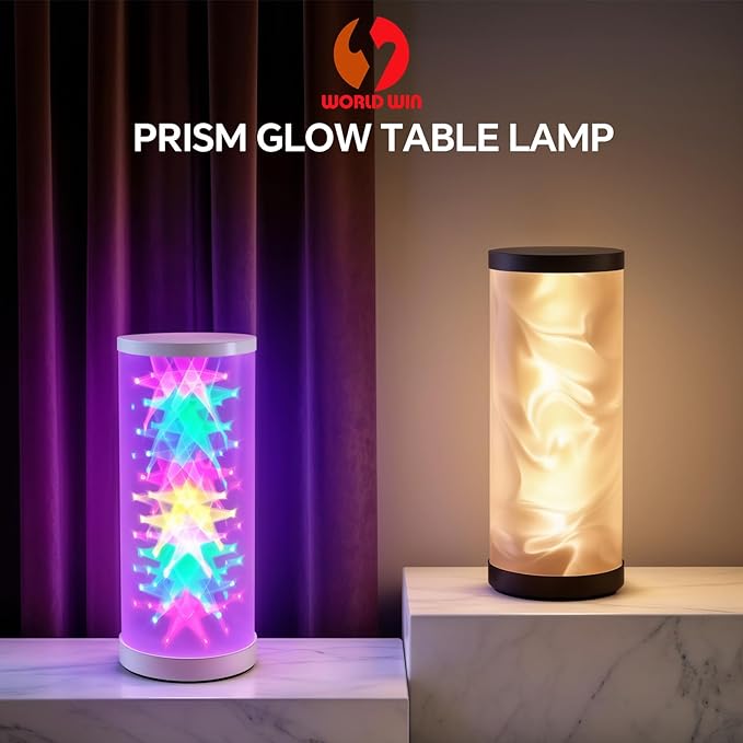 WORLD WIN Prism Glow RGB Table Lamp - Smart Color Changing Night Light for Bedroom, Living Room & Gaming Setup, 16 Million DIY Colors, App Control Lamp for Home Desk Decor (Christmas Tree, White)