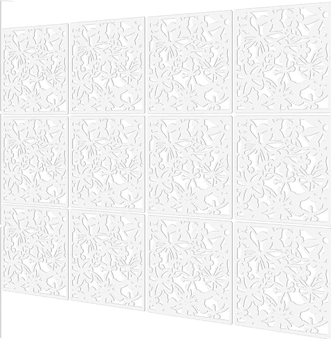12+4PCS KEIBIKEIDI Hanging Room Divider Screens Made of Environmentally PVC, Simple and Modern White Hanging Panel Screen for Decoration Home, Livingroom,Bedroom, Kitchen, Dining Room,Hotel and Bar