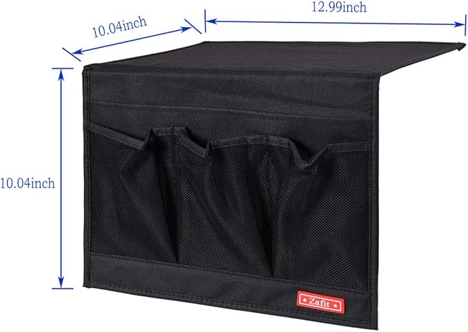 Zafit Bedside Storage Organizer - Table Cabinet Organizer Caddy for Remotes, Phone, Glasses (Classic 4 Pockets - Black)