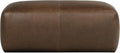 Poly & BARK Denver Ottoman – 43" Large Pouf with Feather-Down Topper – Full-Grain Leather Upholstered Pouf Ottoman for Living Room – Vintage Italian Leather in Cocoa Brown