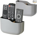 LINFIDITE 2 Pack TV Remote Holder Wall Mount Remote Control Holder for Bed Universal Bedside Wall Remote Holder Caddy Organizer Hole-Free Remote Control Holder (For 2 Or 3 Remote Controls–Gray