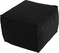 MeMoreCool Stuffed Pouf Ottoman Foot Rest Square, Corduroy Floor Pouf Foot Stool with Foam Chunk Filling, Soft Stuffed Ottoman Footrest for Living Room, Black