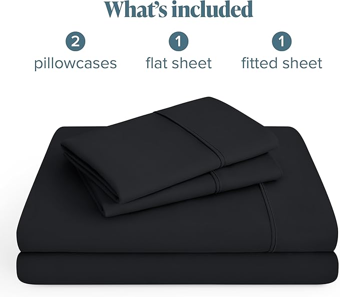 Bare Home Hotel Luxury Twin Sheet Set, Extra Soft - 4 Piece Set - Deep Pockets - Easy Fit - Cooling & Breathable - Wrinkle, Fade, Stain Resistant - Includes 2 Pillowcases (Twin, Black)