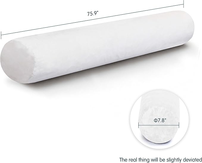 SyMax 7.8"x76" Body Pillow for King Bed, Memory Foam Bolster w/Removable Velvet Cover, Headboard Gap Filler Pillow, White
