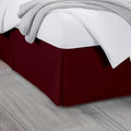 Full Bed Skirt, Luxury 16 Inch Drop Burgundy Pleated Bed Skirt, Double Brushed Microfiber, Box Pleat Design, Wrinkle & Fade Resistant, Easy Fit Tailored Bedskirt for Full Size Beds