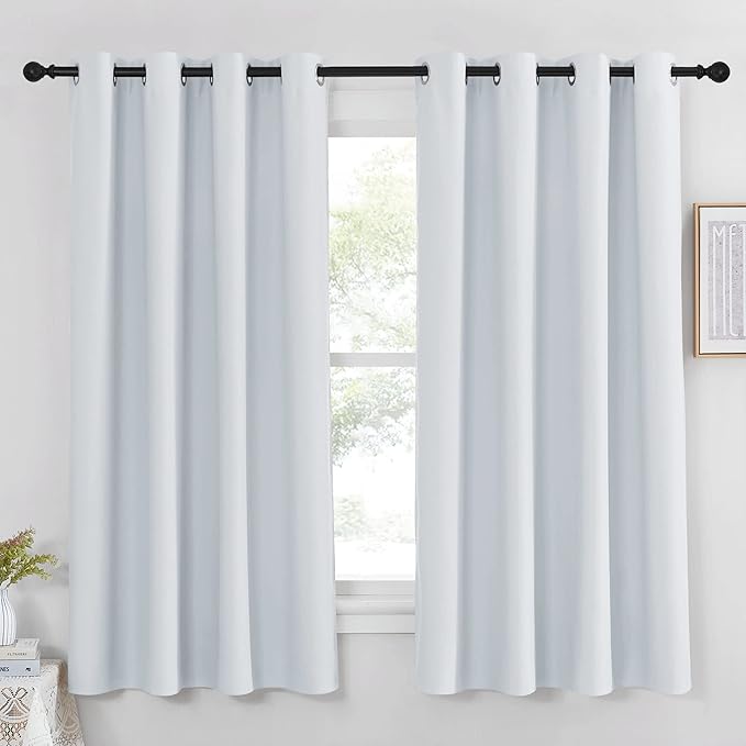 NICETOWN Room Darkening Curtain for Bedroom - (Greyish White/Silver Grey Color) Solid Thermal Insulated Blind Room Darkening Drape/Drapery for Windows,52x63 inches, 1 Pack