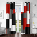 Red Black 100% Blackout Curtains for Bedroom 63 inch Length 2 Panels Set White Grey Modern Abstract Geometric Black Out Curtains Insulated Room Darkening Window Drapes for Living Room, 42Wx63L