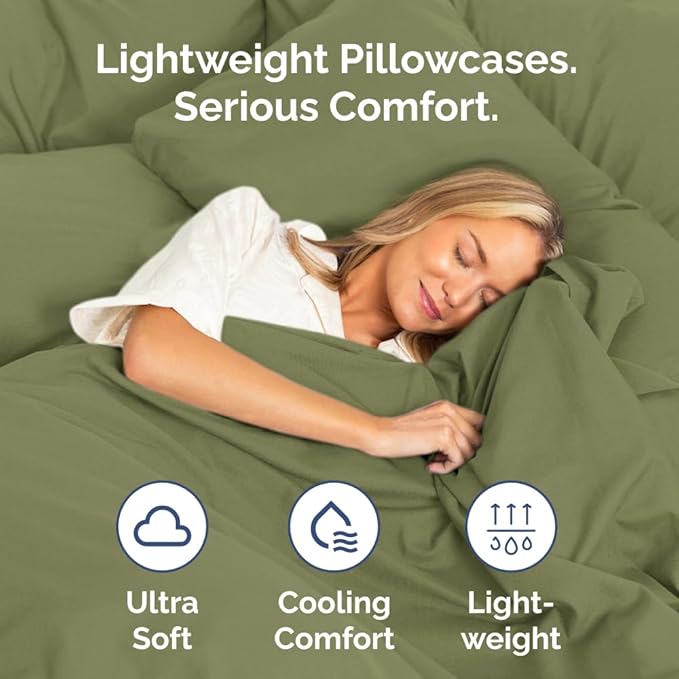 King Pillow Cases Set of 4 - Ultra Soft Hotel Quality Pillowcase Covers - Comfy, Cozy & Wrinkle Free - Shrinkage, Stain & Fade Resistant - Machine Washable Pillow Protectors - 4 Piece Set - Sage Green