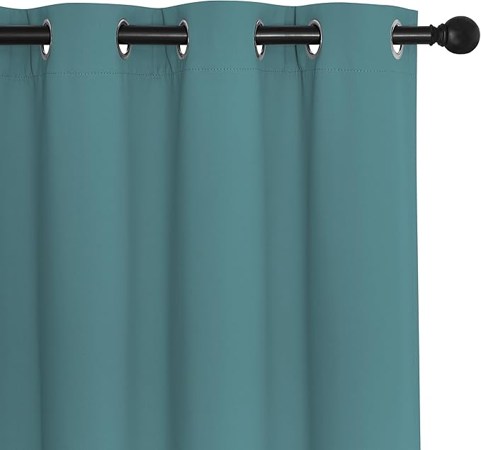 NICETOWN Blackout Window Curtain 90 inch Length - Room Darkening Thermal Insulated Grommet Large Window Treatment Light Blocking for Bedroom/Doorway (Sea Teal, 1 Panel, W52 x L90)