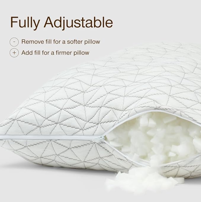 Coop Home Goods Original Adjustable Body Pillow, 20x54 Long Pillow for Back, Shoulder, Hip and Knee Support, Side Sleeper Body Pillows for Adults with Memory Foam & Washable Cover