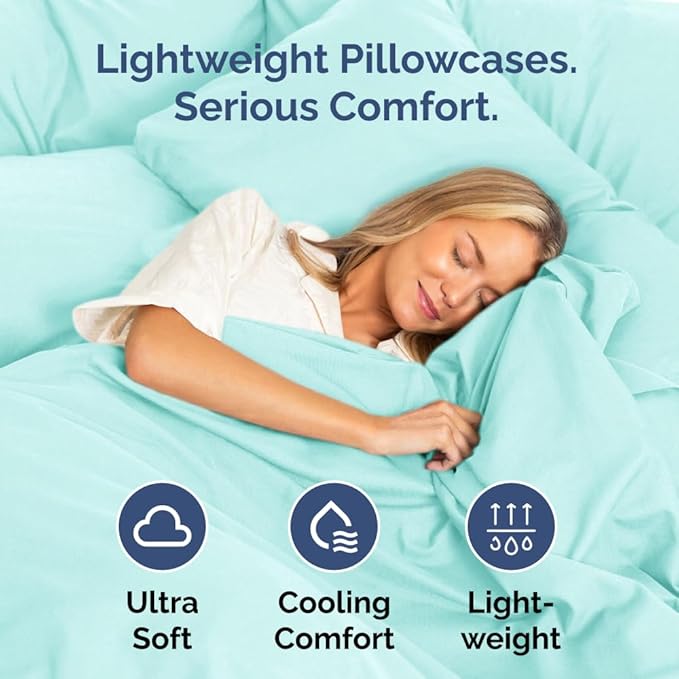 Standard Pillow Cases Set of 2 - Ultra-Soft Hotel Quality Pillowcase Covers - Comfy & Wrinkle Free - Stain & Fade Resistant - Machine Washable Pillow Protectors - 2 Piece Set - Standard Size Spa Blue
