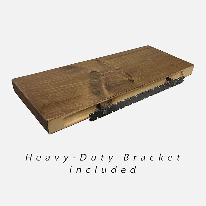 URBANDI, Rustic Floating Shelves, Set of 2, Hidden Bracket, Solid Wood, Heavy Duty, Wall Mounted Shelves, (Dark Brown, 48Wx8D)