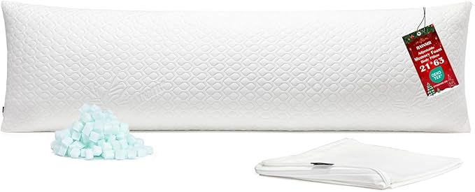 Extra Long Body Pillow Memory Foam 160x50cm – Body Pillows for Anime Pillowcase – with Cooling Cover 20 x 63 inches