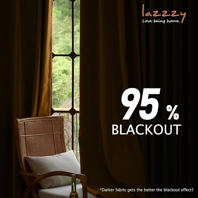 Lazzzy Gold Brown Blackout Velvet Curtains 84 Inch Long Thermal Insulated Room Darkening Curtain Drapes Luxury Back Tab Window Treatments for Bedroom Living Room 2 Panels, 52 x 84 Inch, Golden Brown