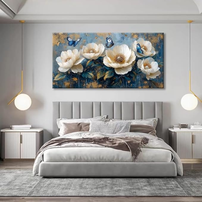 Flowers Canvas Wall Art - Modern landscape Paintings for Living Room, Bedroom Wall Decor, Framed Wall Art for Home or Office Decoration, Large Wall Art 20"x40"(50CMx100CM)