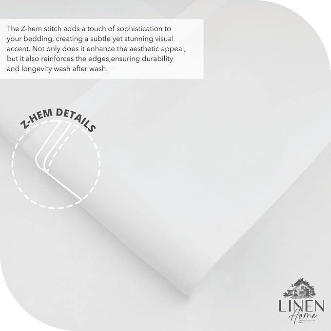 Linen Home 100% Cotton Percale Sheet Set, King Size, White, Deep Pocket, 6 Pieces Set - 1 Flat, 1 Deep Pocket Fitted Sheet and 4 Pillowcases, Crisp Cool and Strong Bed Linen