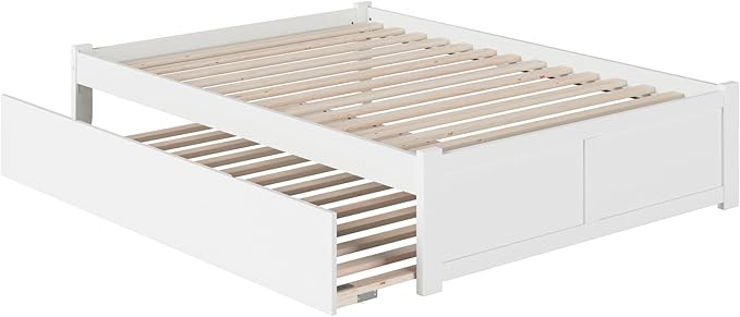 AFI Concord Full Size Platform Bed with Footboard & Full Trundle in White