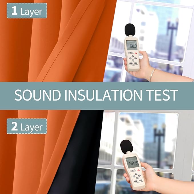 BGment Thermal Insulated 100% Blackout Curtains 84 Inch Length 2 Panels, Total Light Blocking Curtains for Bedroom, Grommet Window Drapes with Thick Black Liner, 52 Inch Wide Each Panel, Burnt Orange