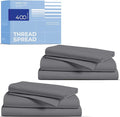 THREAD SPREAD 2-Pack Twin Cotton Sheets Sets - 400 Thread Count 100% Cotton Sateen Weave - Extra Soft, Breathable, Hotel Quality Cooling Sheets, 2 Sets of Twin Size Deep Pocket Bed Sheets (Dark Grey)