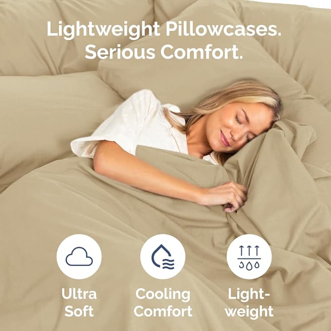 King Pillow Cases Set of 6 - Ultra Soft Hotel Quality Pillowcase Covers - Comfy & Wrinkle Free - Shrink, Stain and Fade Resistant - Easy-Care, Machine Washable Pillow Protectors - 6 Piece Set - Beige