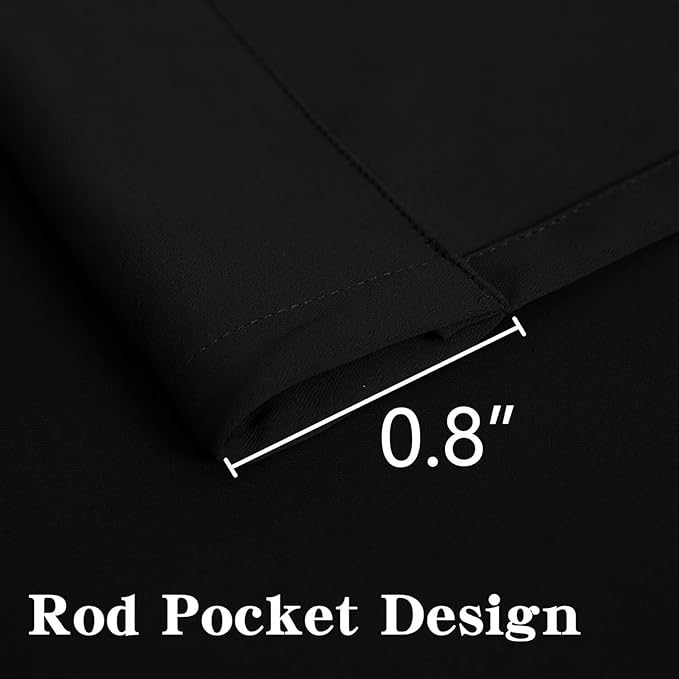 Blackout Curtains for Bedroom 1 Panel, Custom Curtains Thermal Insulated Black, Rod Pocket Room Darkening Drapes for Living Room Windows Luxury Decor(Custom Size,Black)
