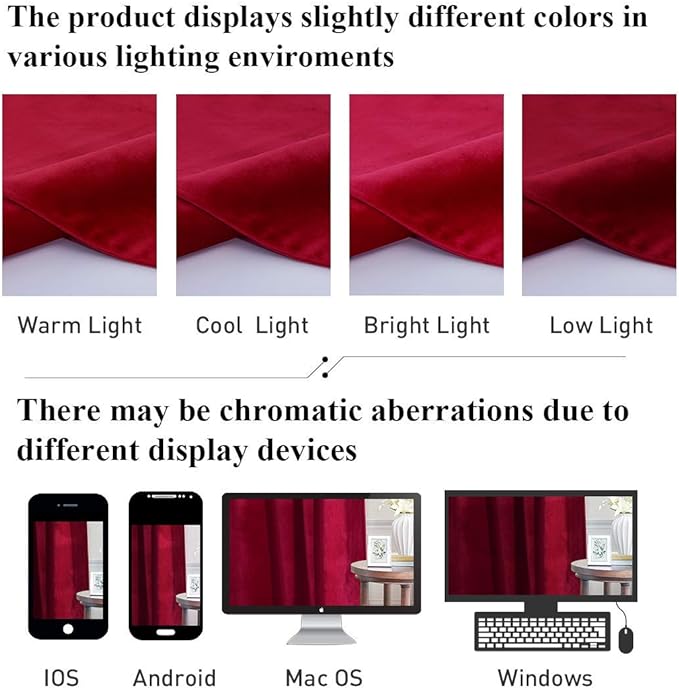 StangH Christmas Red Velvet Curtains for Living Room, Luxury Thermal Insulated Room Darkening Window Drapes for Home Theater/Nursery Girls Bedroom, W62 x L90, 2 Panels