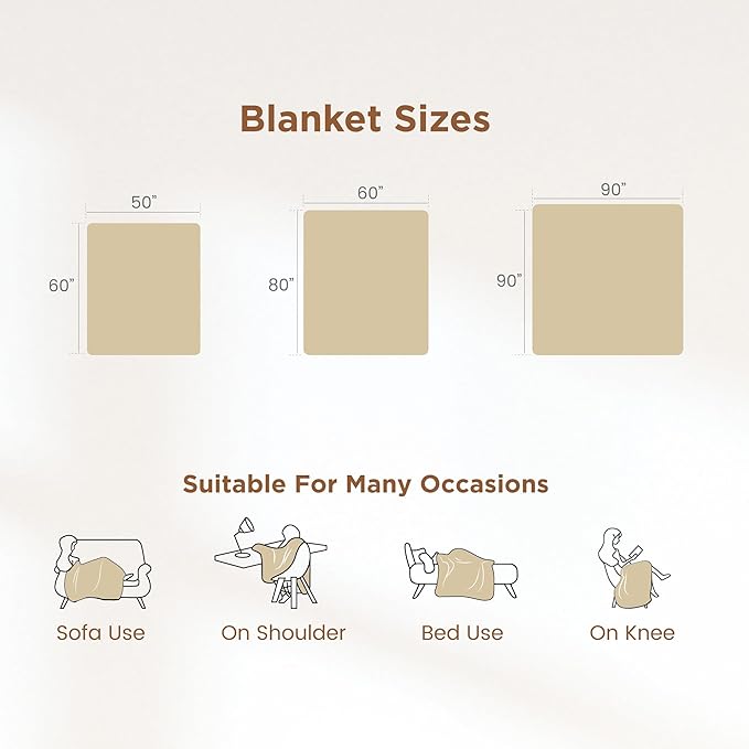 Sophia & William Throw Blanket for Couch Sofa(50x60 Inches) - Faux Fur Throw Soft Cozy, Gifts for Women, Cream