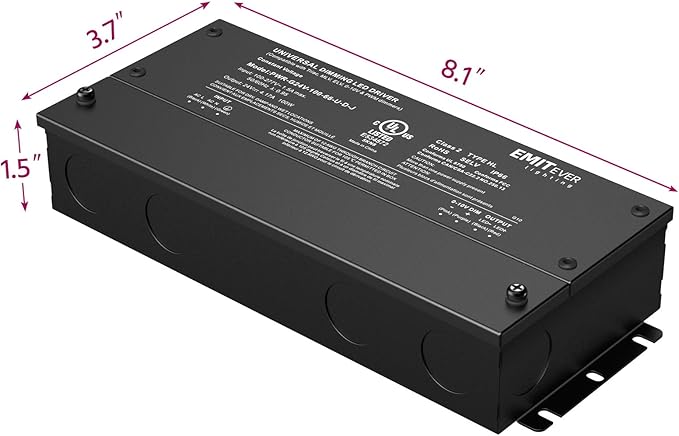 EMITEVER Dimmable Led Driver, 100W AC 100V-277V to DC 24V Transformer, 5-in-1 Dimming: ELV/MLV/TRIAC / 0-10V / 1-10V / 10V PWM/Potentiometer, Waterproof IP67 and UL Listed