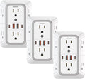 3 Pack Surge Protector Outlet Extender, 6 Outlet Splitter with 4 USB Ports (2 USB C), Multi Plug Wall Outlet 1050J Power Strip, USB Wall Charger for Home Office Kitchen Travel