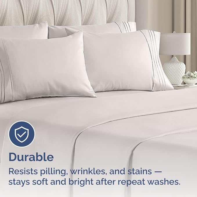 King Pillow Cases Set of 6 - Ultra Soft Hotel Quality Pillowcase Covers - Comfy. Cozy & Wrinkle Free - Shrink, Stain and Fade Resistant - Machine Washable Pillow Protectors - 6 Piece Set - Light Grey
