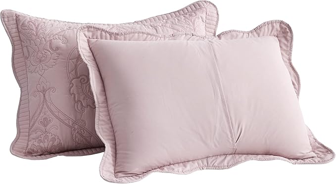 CHIXIN Microfiber Standard Pillow Shams Set of 2 - Quilted Decorative Pillow Covers - Wine Red - Size (20" x 26")
