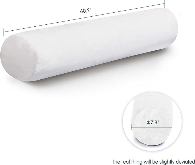 SyMax 7.8"x60" Body Pillow for Queen Bed, Memory Foam Bolster w/Removable Velvet Cover, Headboard Gap Filler Pillow, White