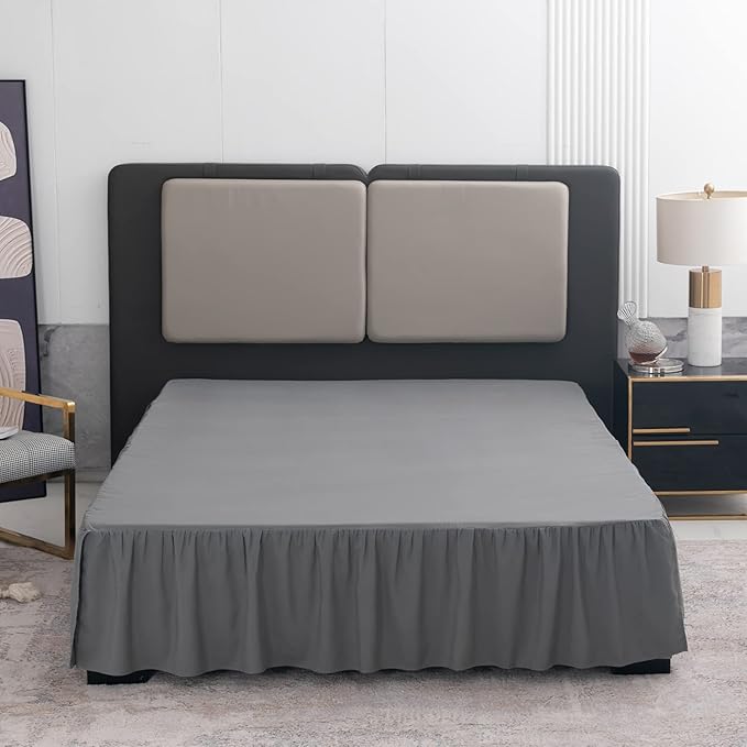 TSUTOMI Bed Skirt Full Size Ruffled Bed Skirt with Split Corners, 18 Inch Drop Dust Ruffle Bed Skirts with Platform, Gathered Style, 100% Microfiber, Grey