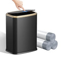 2.1 Gallon Bathroom Trash Can with Lid Press Top, 8 Liter Stainless Steel Garbage Can with Press Type Lid, Slim Trash Bin Waste Basket for Toilet, Office, Bedroom, Living Room (Black)