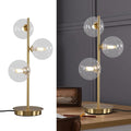 Mid Century Globe Table Lamp, Modern 3 Lights Gold Desk Lamp, Contemporary White Glass Globe Reading Lamp for Bedroom Living Room Study Room