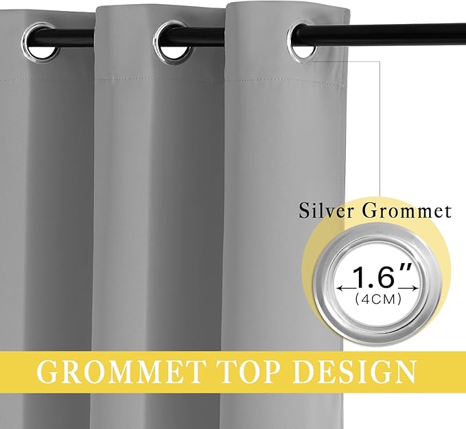 NICETOWN Silver Grey Blackout Curtain for Sliding Glass Door, Grommet Patio Door Curtain Wide Window Treatment Privacy Thermal Insulated Drapes for Bedroom/Living Room (1 Panel, W80 x L95)
