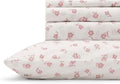 Linen Home 100% Cotton Printed Percale Sheets King Size, Deep Pocket, 4 Pieces Set - 1 Flat, 1 Deep Pocket Fitted Sheet and 2 Pillowcases, Crisp Cool and Strong Bed Linen, Mauve Silhouette Floral