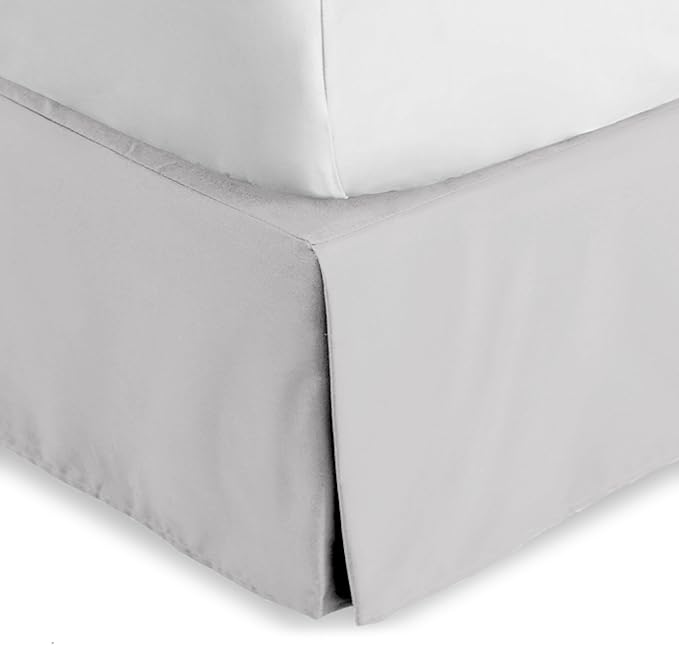 Bare Home Twin XL Bed Skirt - 15-Inch Tailored Drop Easy Fit - Bed Skirt for Twin Extra Long Beds - Center & Corner Pleats (Twin XL, Light Grey)