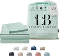 Luxury Bamboo Market | Queen Size Bed Sheet Set | 100% Viscose Made from Bamboo | Organically Grown | Ultra Soft | Cooling Sheets for Hot Sleepers | 17" Deep Pocket [Coastal Green]