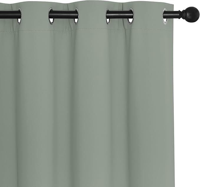 NICETOWN Room Divider Curtain 132 Inches Long, Wide Blackout Sliding Door Curtain for Bedroom, Room Darkening Privacy Window Curtain for Patio Door (1 Panel Set, Sage Green, 80 x 132 Inch)