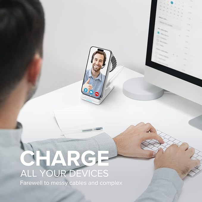 Wireless Charging Station, 3 in 1 Fast Wireless Charger Stand for Multiple Devices Apple Watch Ultra Series 11 10 9 8 7 6 SE 5 4 3 2, iPhone 17 16 15 14 13 12 11 Pro Max/Plus/Air/X/XS/XR/SE, Airpods