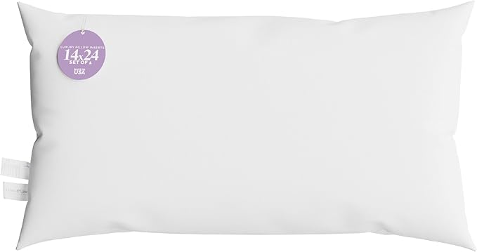 Looms & Linens 14 x 24 inch Lumbar Pillow Insert for Throw Pillows for Couch - Down Alternative Pillow Made in USA only - Lumbar Support Pillow Inserts