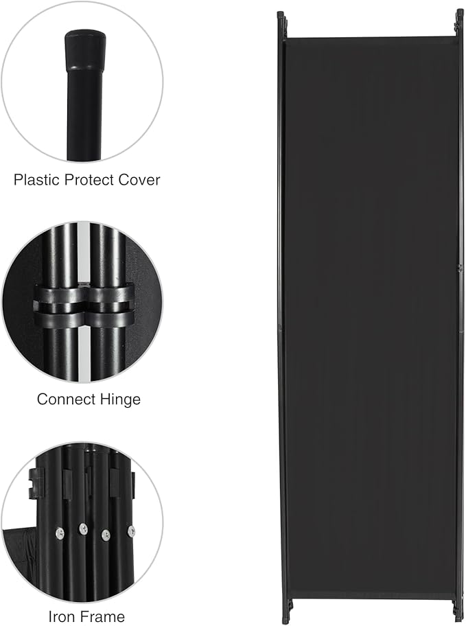 4 Panel Folding Room Divider, 6.7FT Wide Portable Privacy Screen, Room Partition Wall Dividers, Freestanding Partition Room Separation for Bedroom Office Restaurant Hospital, 80" Wx68 H, Black