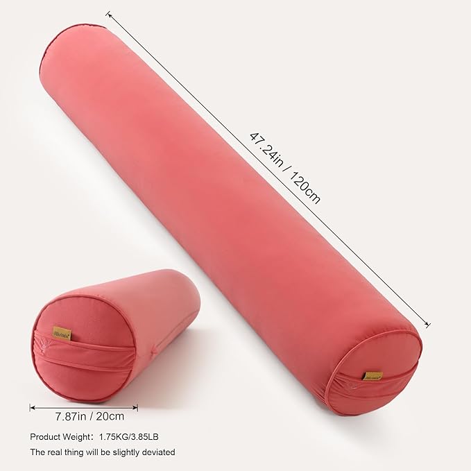 Body Pillow for Adults – Long Bolster Pillow for Bed, Round Cuddle Pillow, Full Support for Side Sleepers,47.24 x 7.87 Inches,Coral Peach