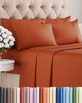Full 6 Piece Sheet Set - Cooling, Comfy & Breathable - Hotel Luxury Bedding, Includes Fitted Sheet for Women, Men, Kids & Teens - 1 Flat, 1 Fitted Sheet, 4 Pillowcases with Deep Pockets - Terracotta